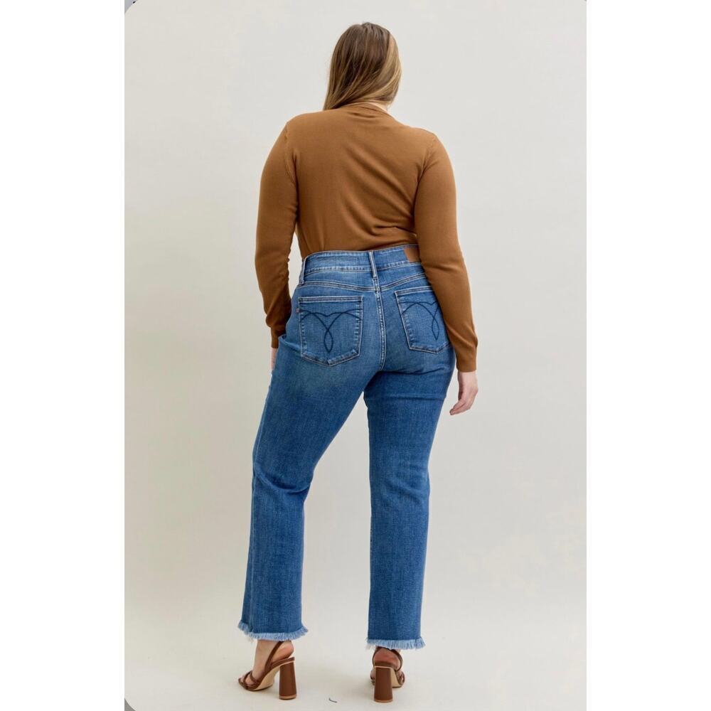 High Waist Bootcut Double Button WB & Hem - Picture 7 of 8